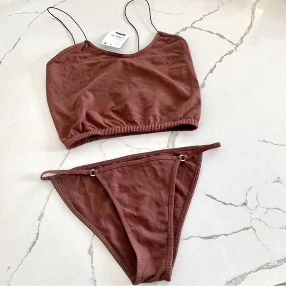 FP Faded Red Skinny Strap Seamless No-Show Brami Cami Strappy Panty Set